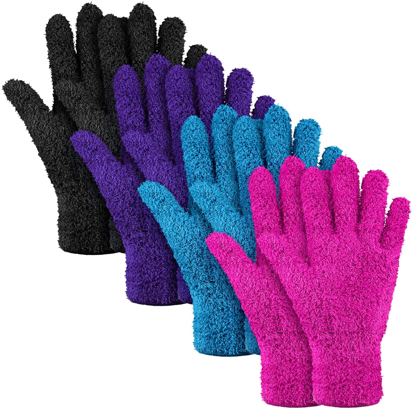 4 Pairs Microfiber Reusable Cleaning Gloves